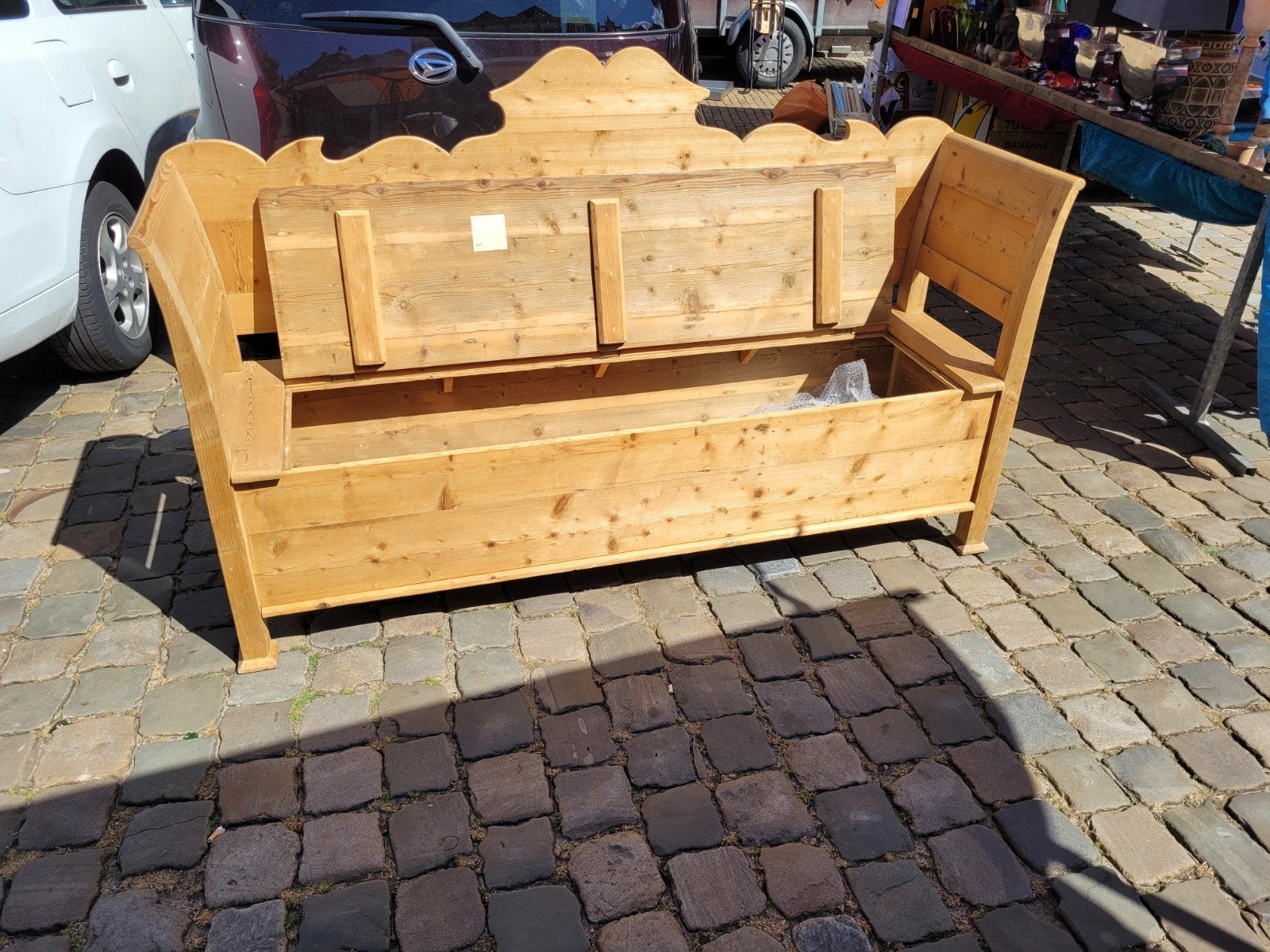 Houten klapbank met opbergruimte voor keuken of tuin, Ophalen of Verzenden
