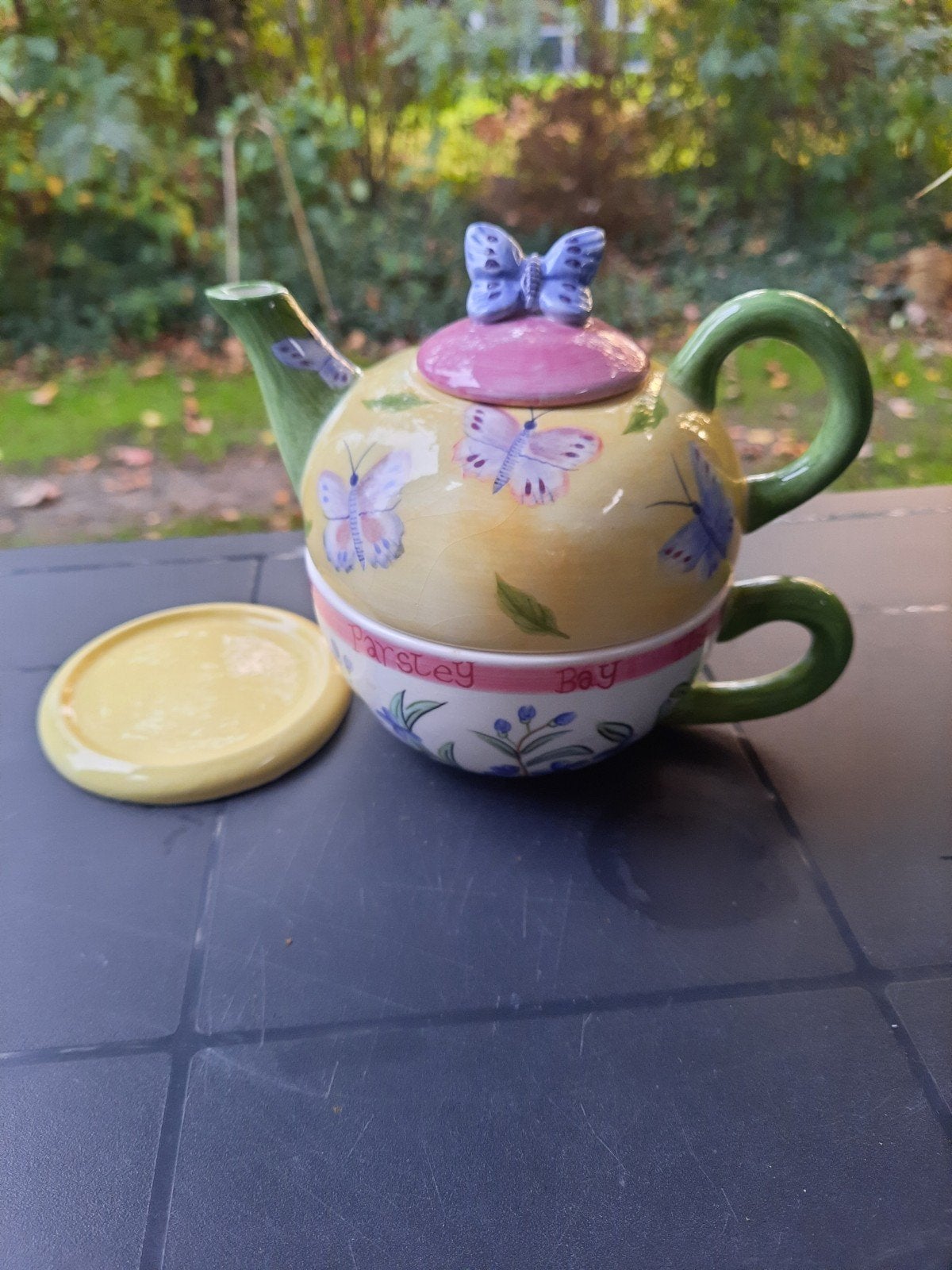 Royal Worcester Herb Garden Theepot met Kopje - Rozemarijn, Gebruikt, Overige merken, Keramiek, Ophalen of Verzenden