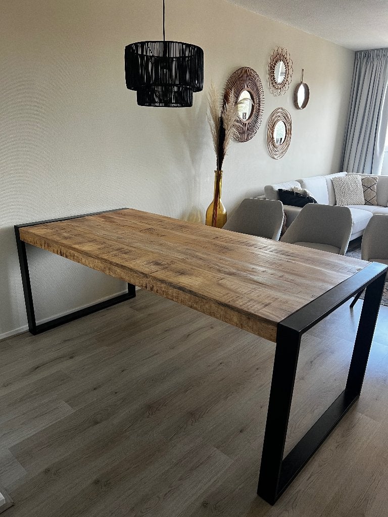 Eettafel, Ophalen, Mangohout, 200 cm of meer, 50 tot 100 cm