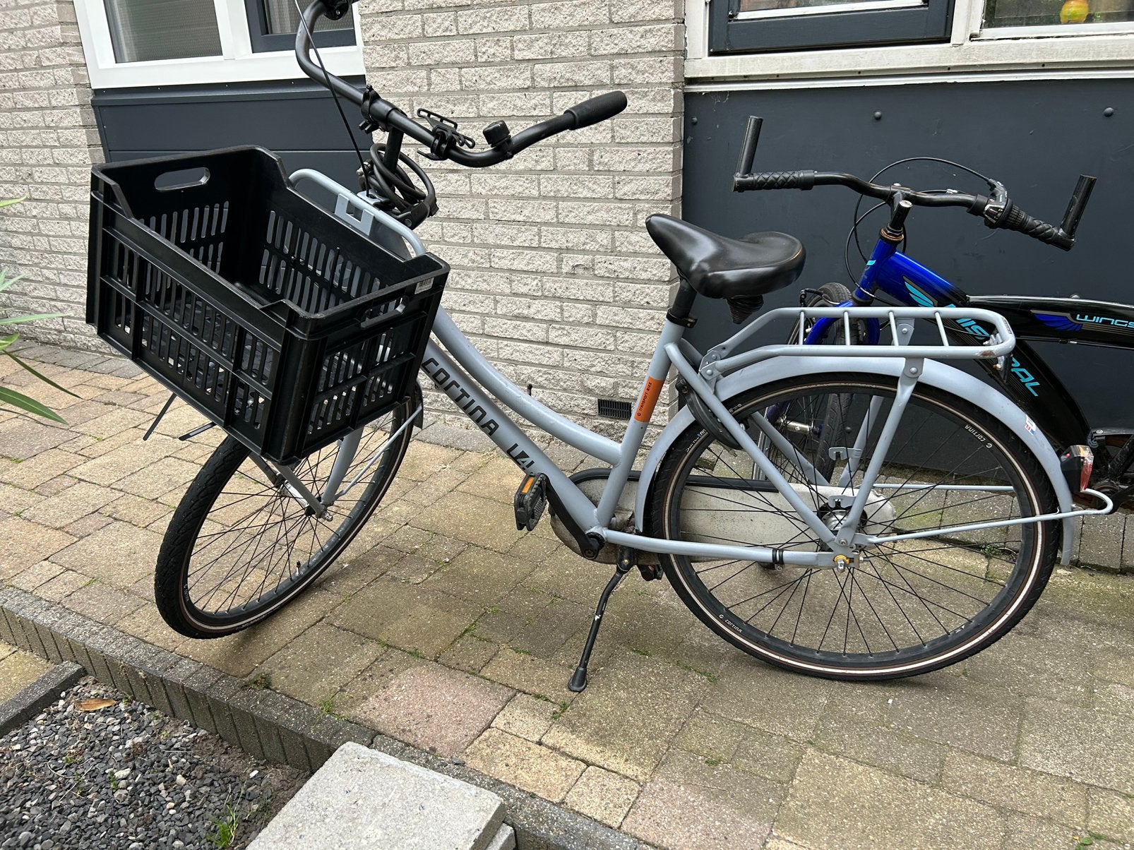 Cortina U4 26 inch Transportfiets - muisgrijs met krat, Fietsen en Brommers, Terugtraprem, Gebruikt, Versnellingen, Ophalen