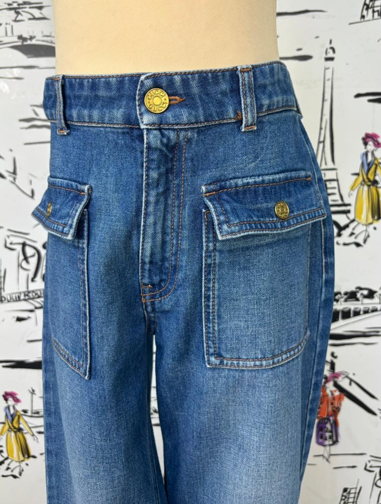 Gucci meisjes flared jeans spijkerbroek maat 10 (490 euro), Broek, Gucci EU, Customercare@gucci.com, Zo goed als nieuw