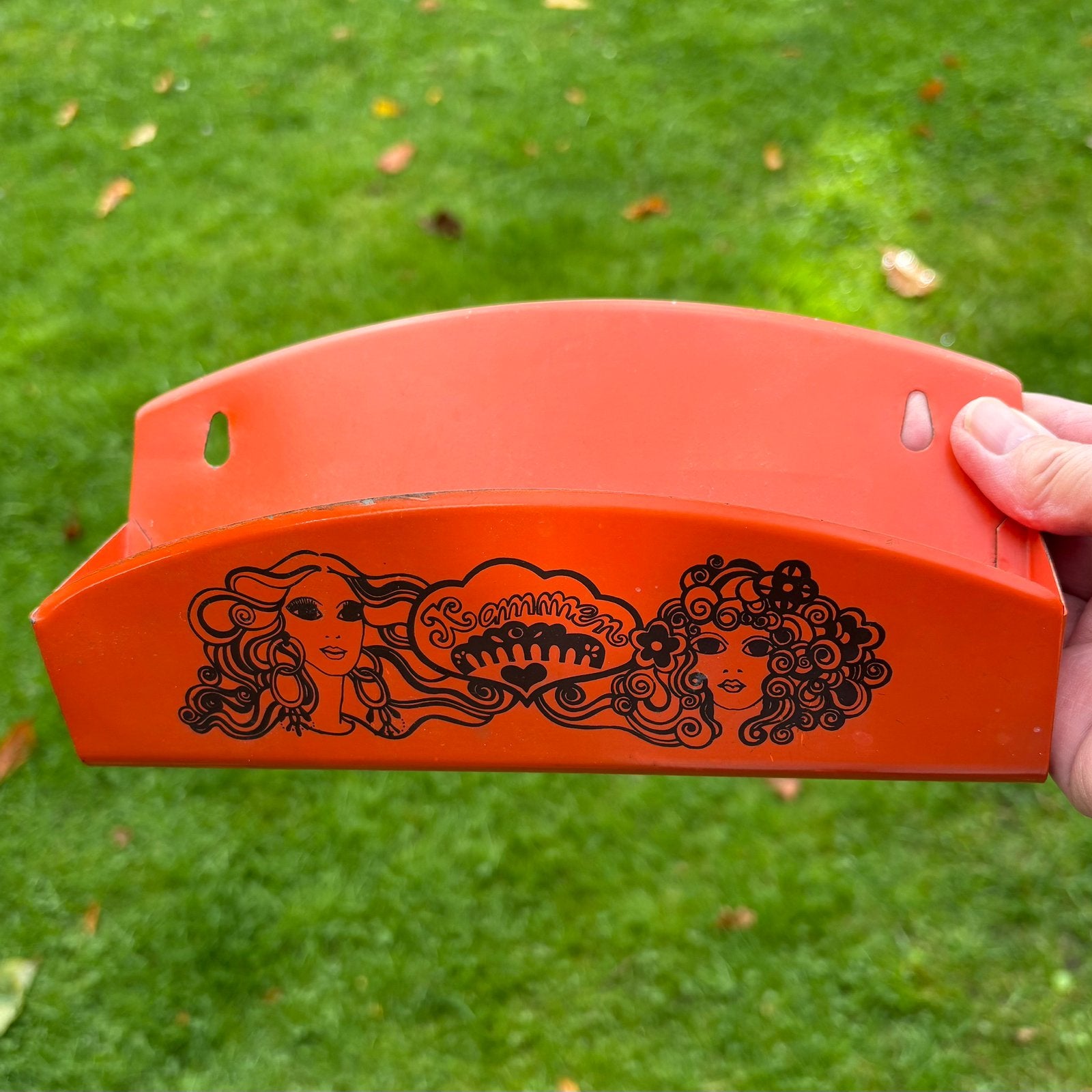 Vintage Brabantia oranje metalen kammenbakje, Ophalen of Verzenden