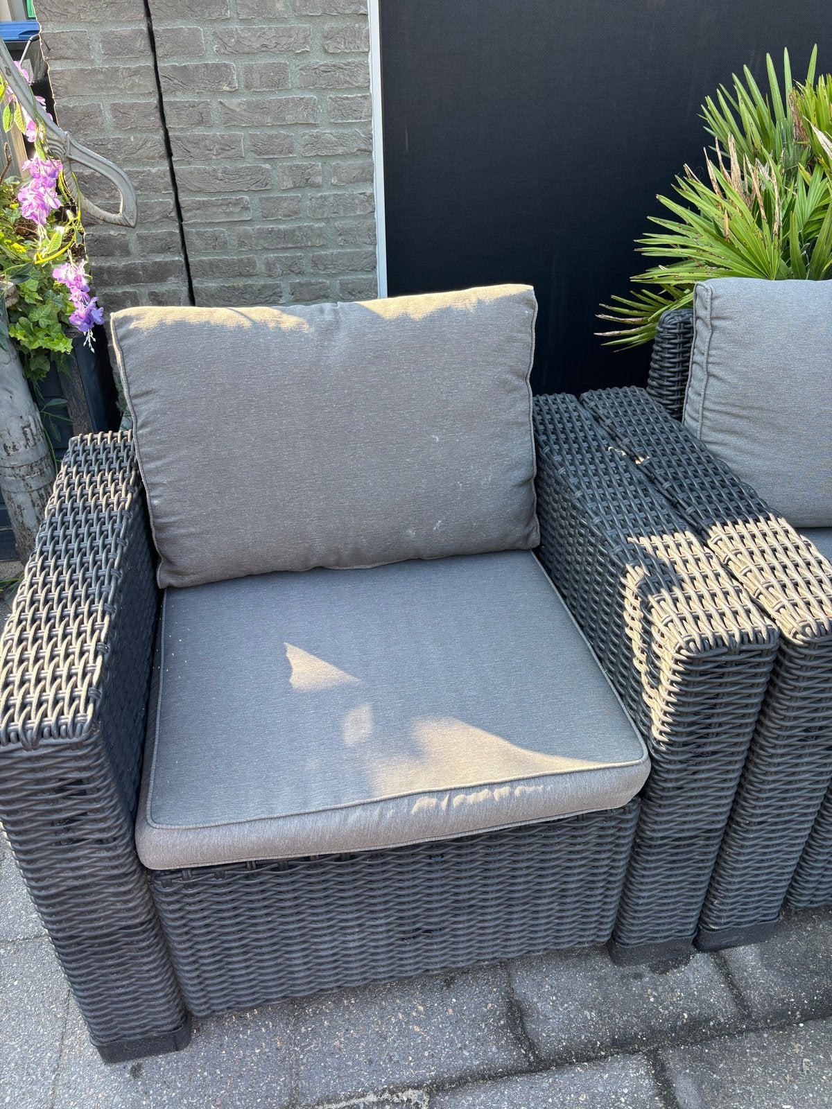 Allibert 4-delige loungeset met 3-zitsbank en 2 stoelen, Tuin en Terras, Tuinsets en Loungesets, Ophalen, 5 zitplaatsen, Kunststof