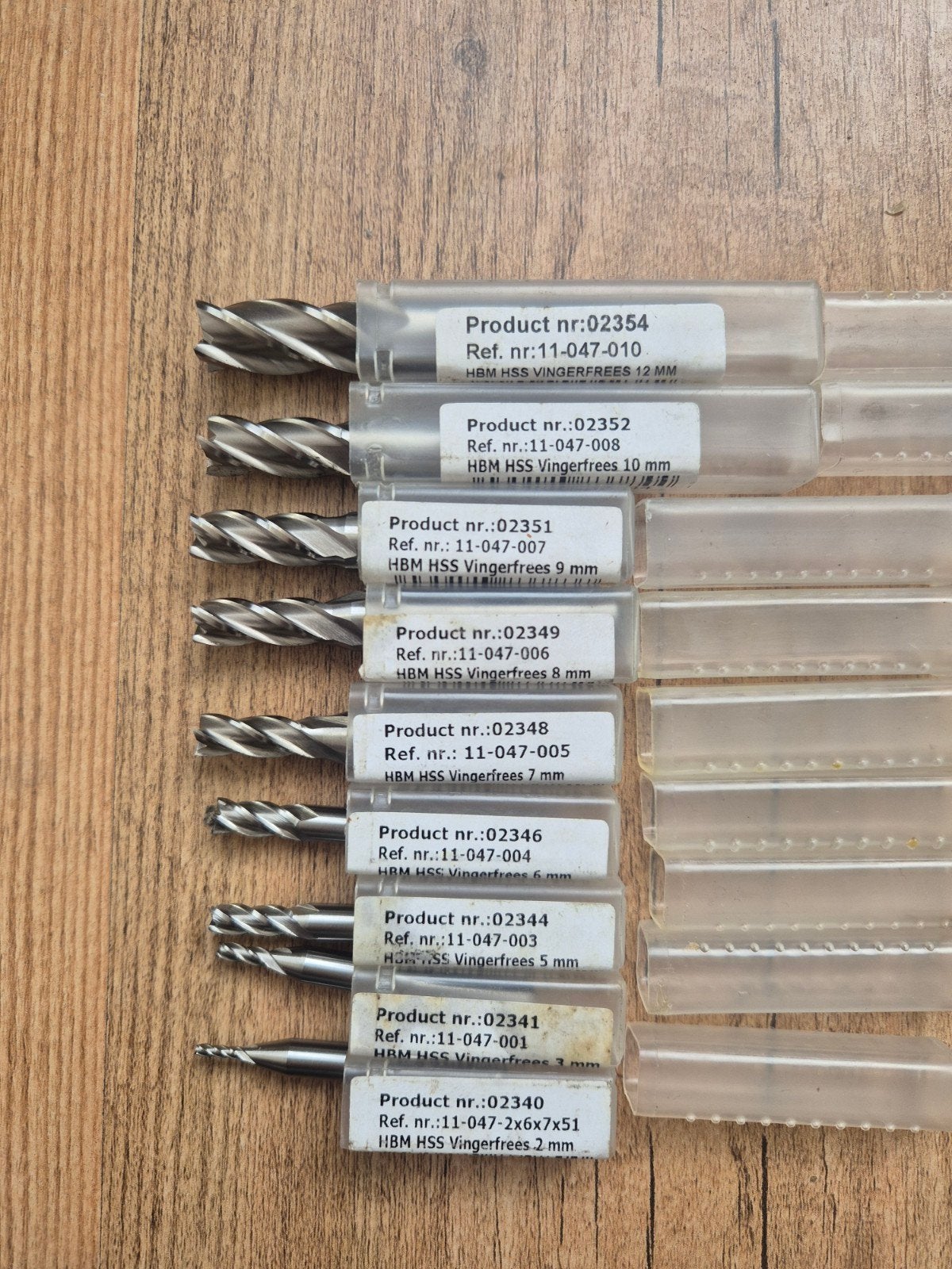 HBM HSS Vingerfrezen Set - Diverse Maten 9 stuks als new!, Overige soorten, HBM, Ophalen of Verzenden, Zo goed als nieuw