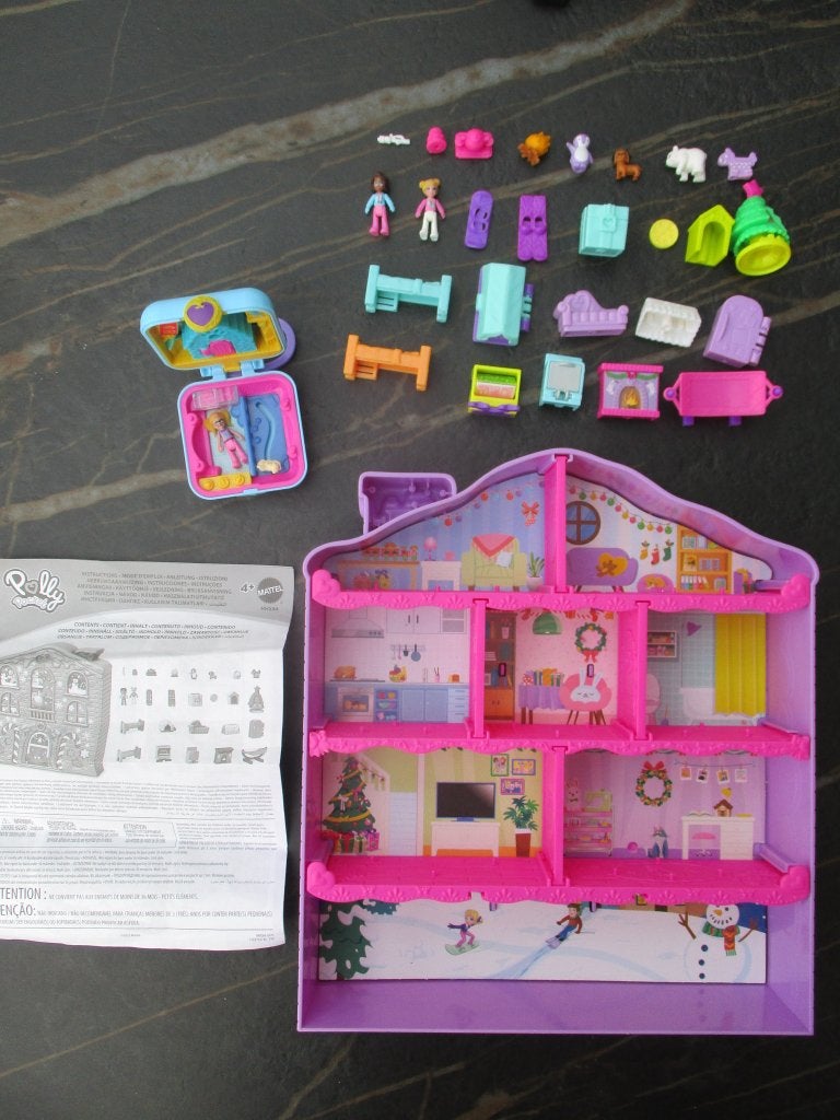 Polly pocket kersthuis / poppenhuisje + extra mini setje, Ophalen of Verzenden, Zo goed als nieuw, Poppenhuis