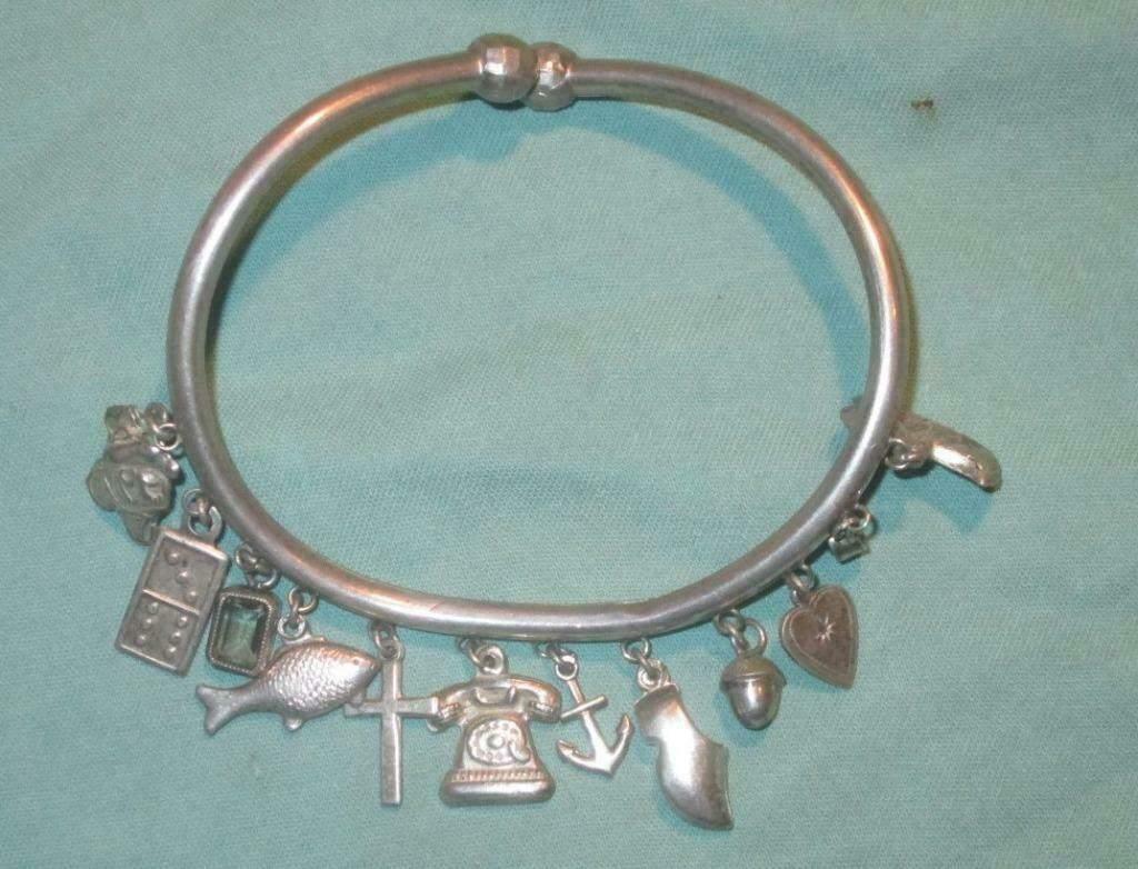 Zilver bedelarmbandje met Mickey Mouse, telefoon, vis, Ophalen of Verzenden, Zilver, Armband