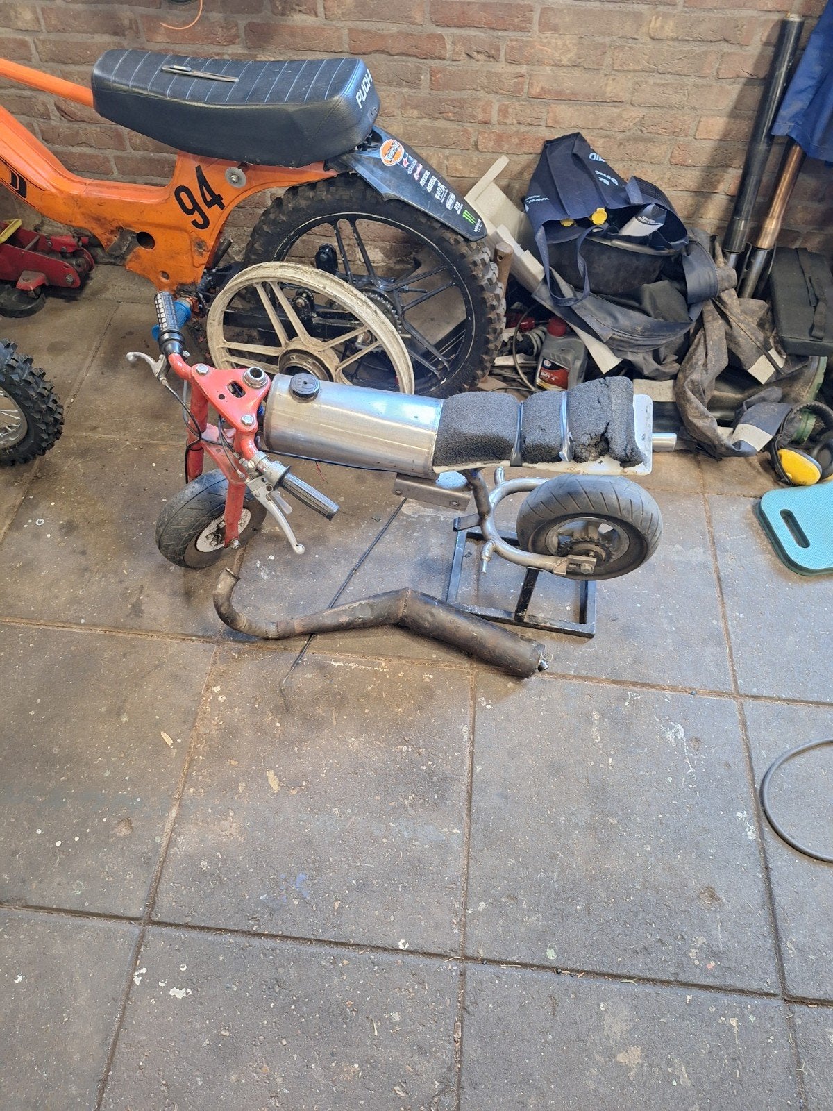 Zelfbouw minibike voor Puch E50 blok, Fietsen en Brommers, Minibikes, Midibikes en Pitbikes, Ophalen, Gebruikt, Overige typen