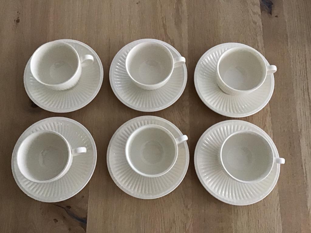 6 Wedgewood Edme theekopjes en -schotels, zgan, Ophalen, Zo goed als nieuw, Wedgwood, Kop(pen) en/of Schotel(s)
