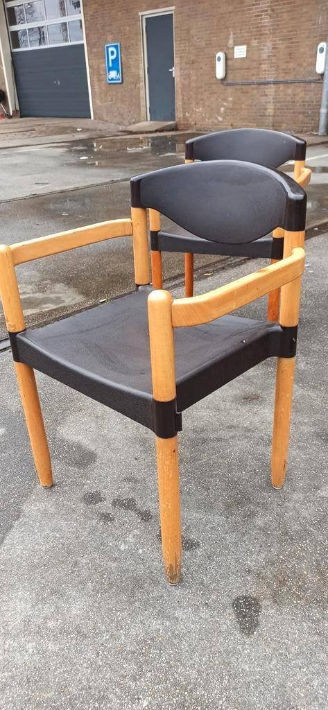 2 vintage Strax stoelen, Hartmut Lohmeyer voor Casala, Tweedehands, Twee, Bruin, Tweedehands
