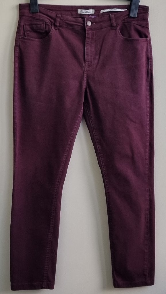 Miss Etam aubergine stretchy jeans mt. 40, Overige kleuren, Ophalen of Verzenden, Zo goed als nieuw, W30 - W32 (confectie 38/40)