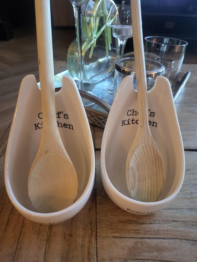 2x Riviera Maison Lepelhouder 'Chef's Kitchen' - Z.G.A.N., Overige typen, Ophalen of Verzenden, Zo goed als nieuw, Steen/keramiek