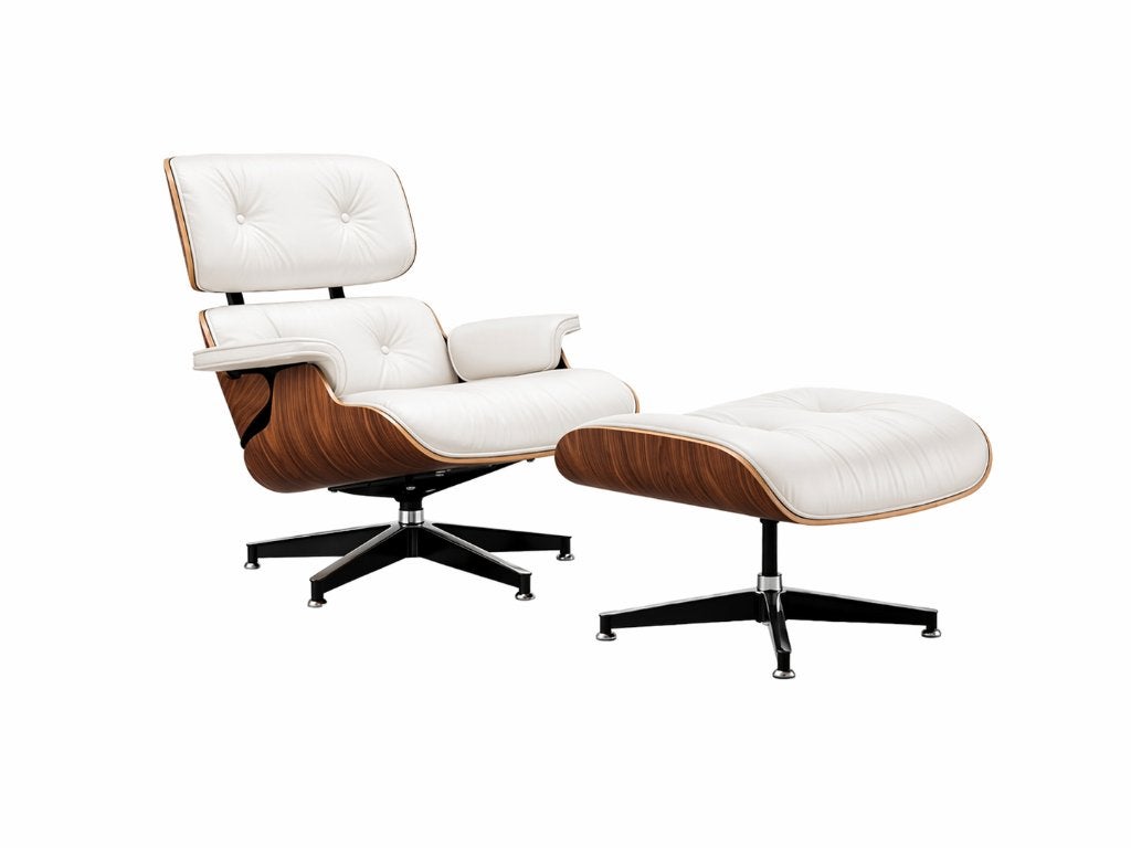 Lounge Chair - Set - Wit Leer - XL - Fauteuil, Meubelcasa, Info@meubelcasa.nl, Nieuw, Ophalen of Verzenden