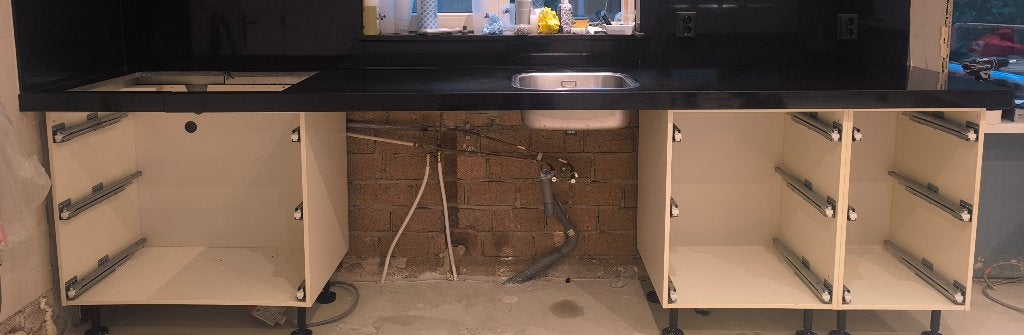 Keukenblad, zwart, Huis en Inrichting, Keuken | Keukenelementen, Ophalen, Gebruikt, Zwart, 200 cm of meer