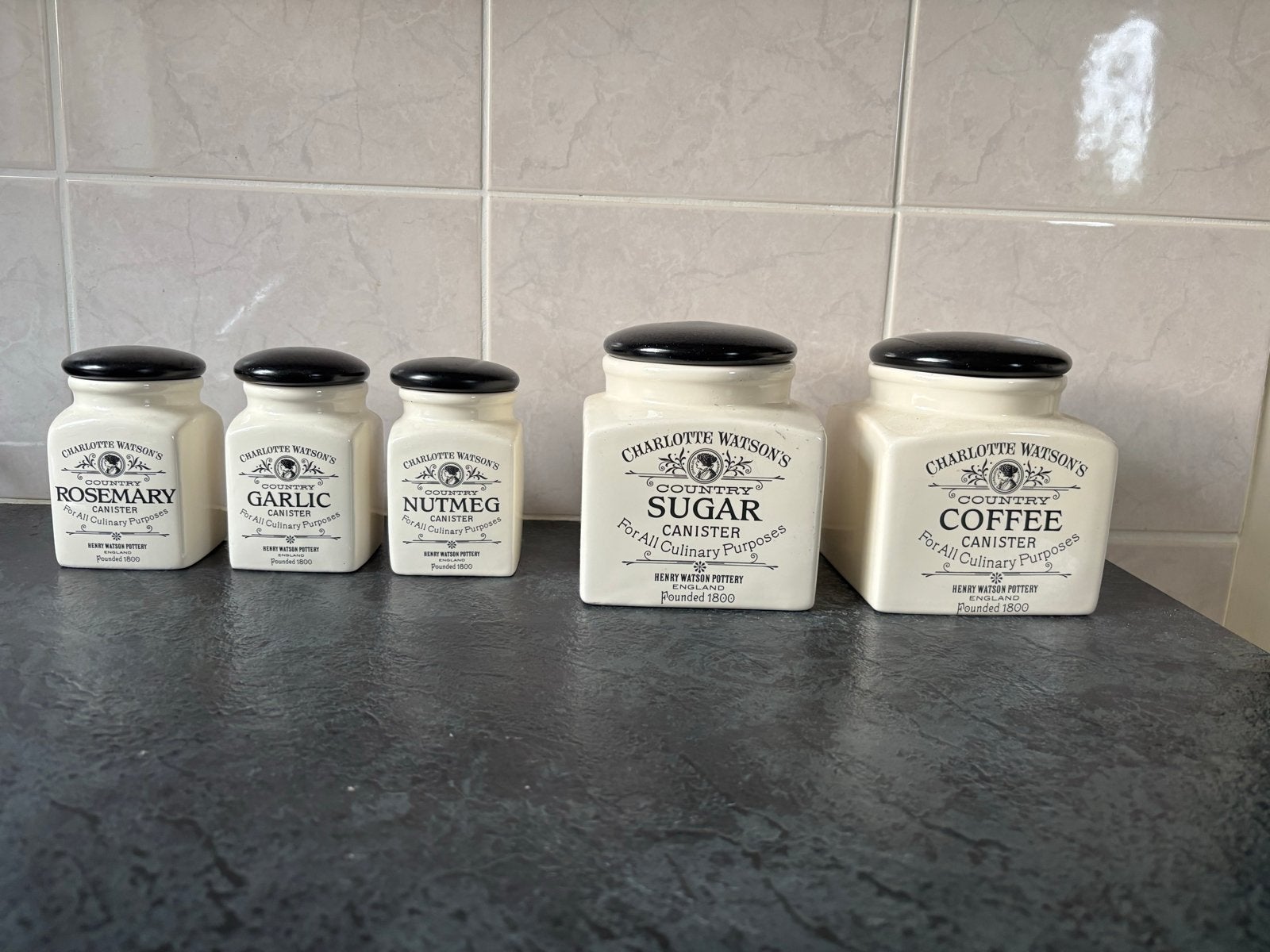 Voorraadpotten set - Charlotte Watson's Country Canister, Ophalen, Gebruikt, Voorraadpot, Steen/keramiek