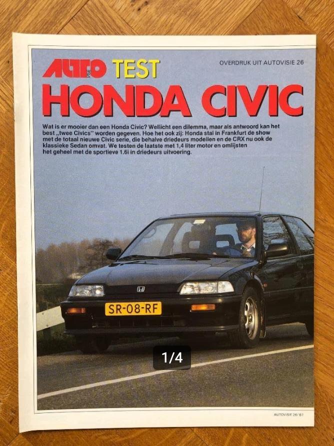 Honda Civic test: overdruk uit Autovisie 26 1987, Honda, Verzenden, Nieuw, Autovisie