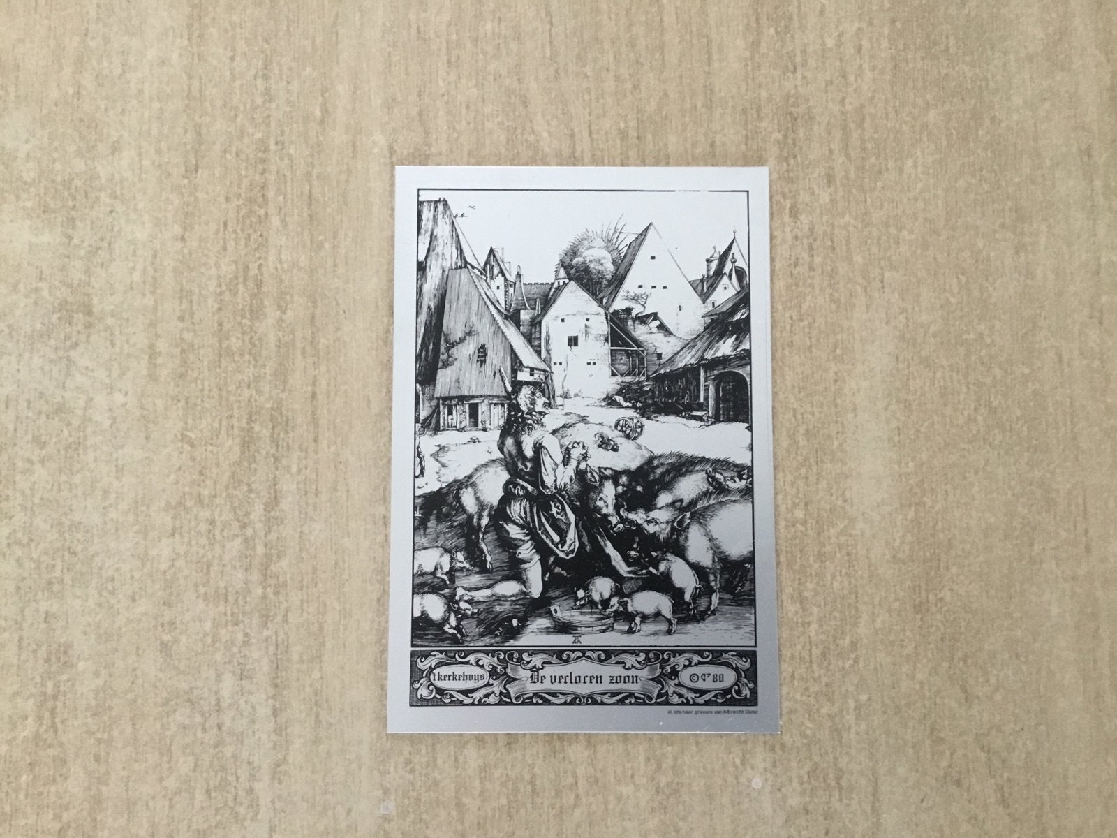 De Verloren Zoon - Ets naar Dürer op aluminium, Antiek en Kunst, Ophalen, Religie, Ets, Voor 1600