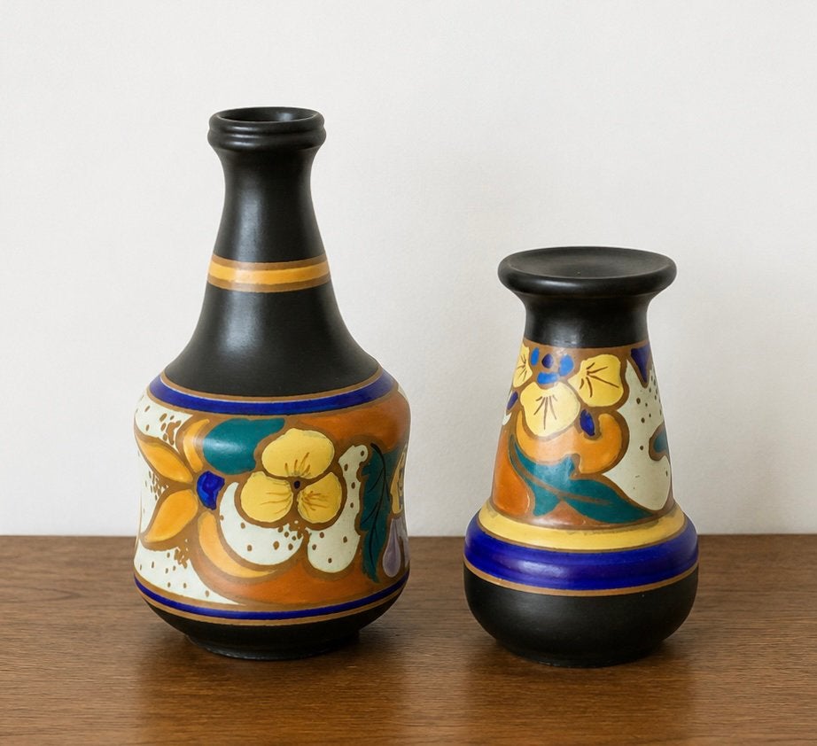 Art Deco vaasjes (2 st) Eskaf Plateelfabriek Steenwijk, Antiek en Kunst, Ophalen of Verzenden