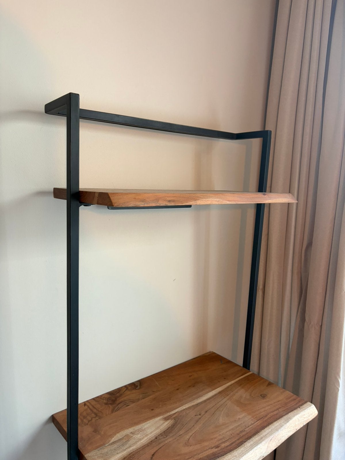 Wandbureau mangohout, Ophalen, 70 tot 120 cm, Nieuw, Metaal