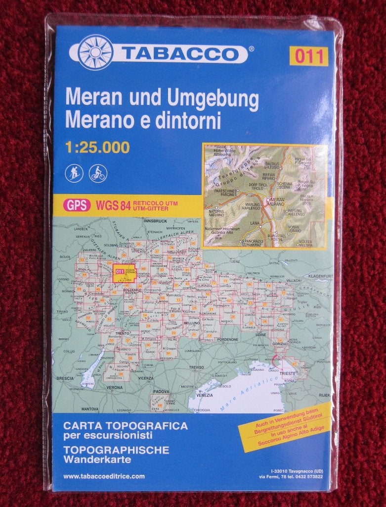 Tabacco Wanderkarte 011 Meran und umgebung, 2014, Boeken, Atlassen en Landkaarten, Gelezen, Verzenden, Italië, Landkaart