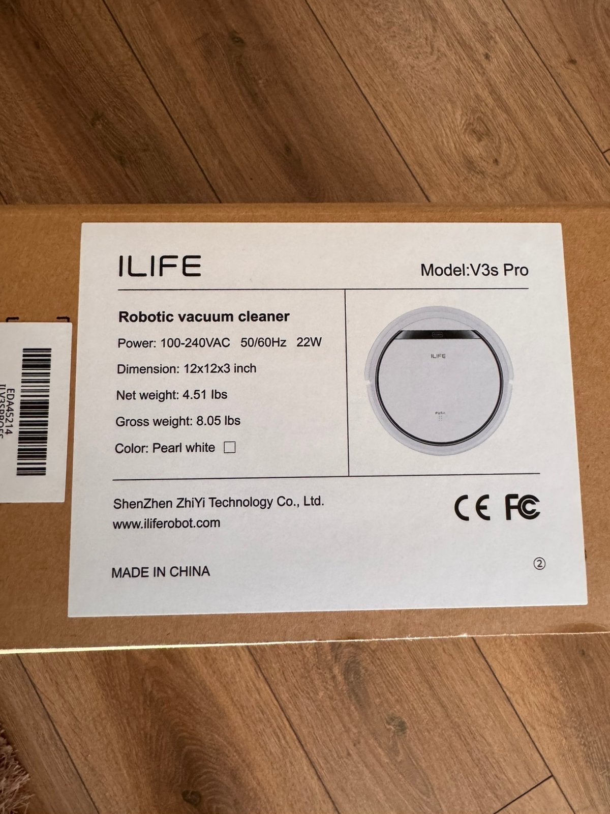 ILIFE stofzuiger nieuw V3s Pro Pearle White, Witgoed en Apparatuur, Ophalen, Overige merken, Robotstofzuiger, Minder dan 1200 watt