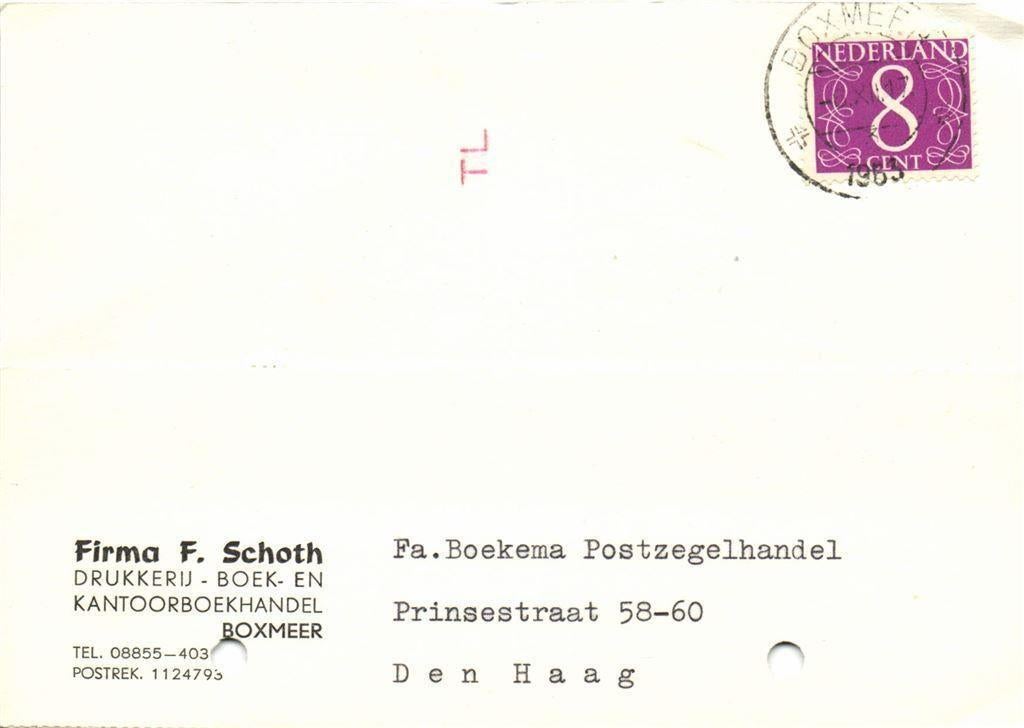 Firma F. Schoth, Boxmeer - 12.1963 - briefkaart, Postzegels en Munten, Ophalen of Verzenden, Briefkaart