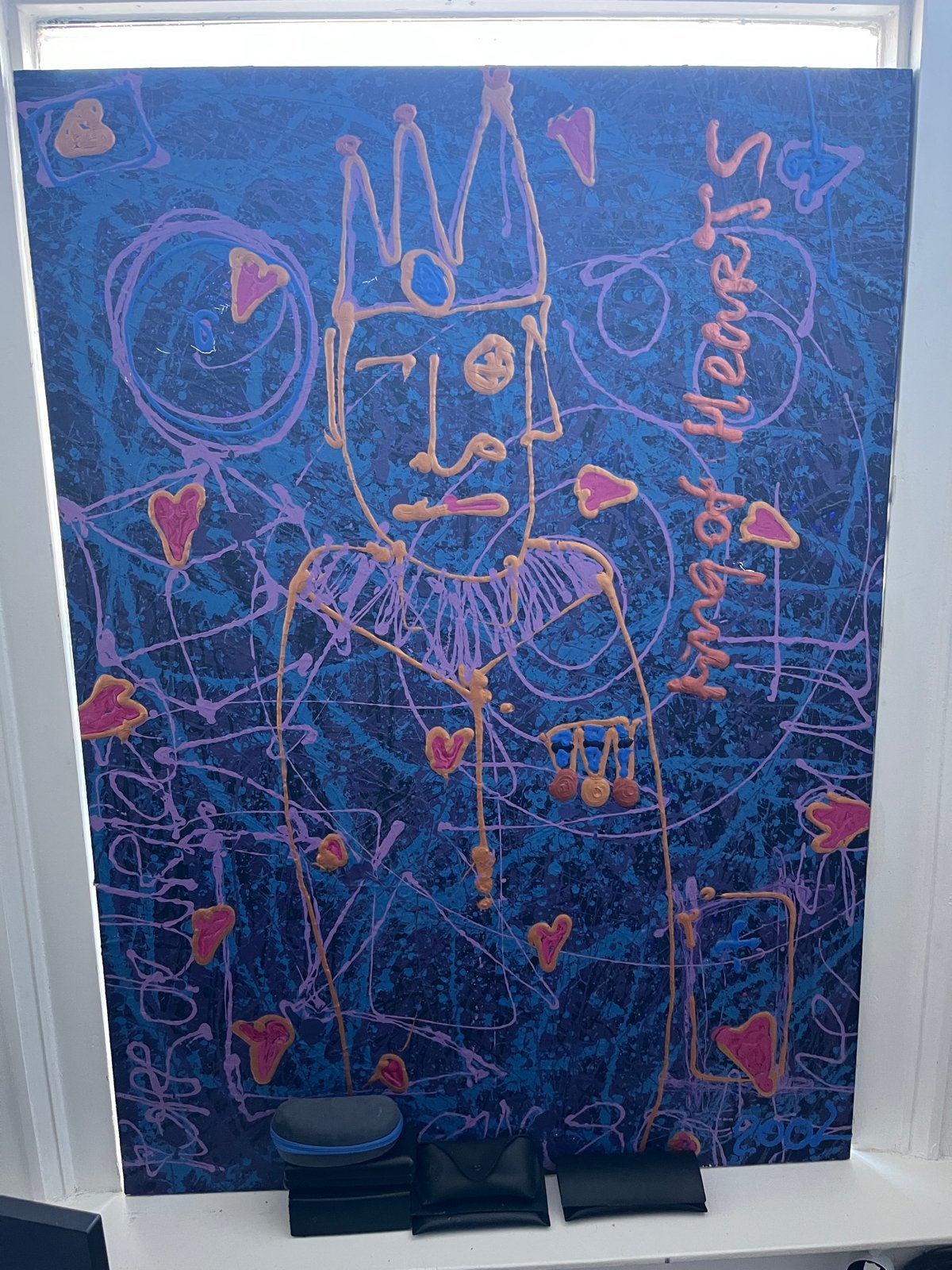 King of Hearts - Peter de vries, Ophalen, Handgeschilderd, Textiel, Figuren