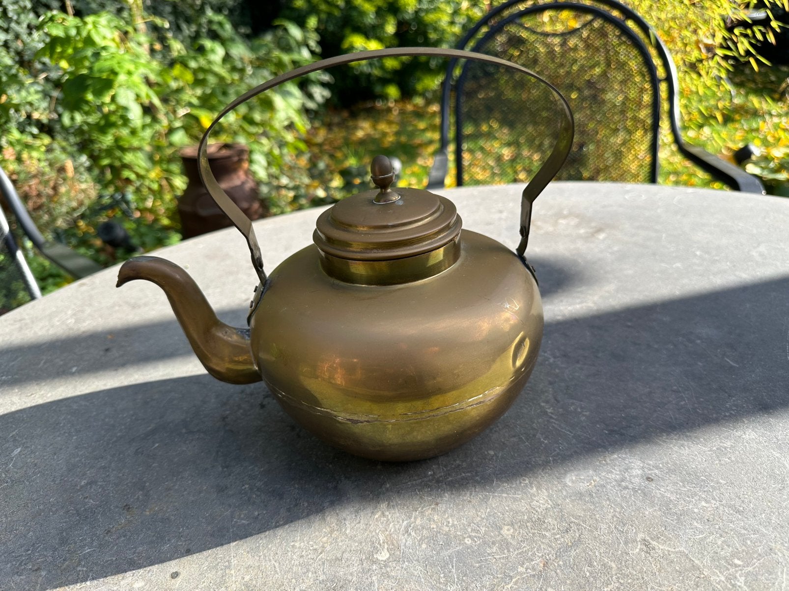 Antieke koperen of messing waterketel, Ophalen of Verzenden, Koper