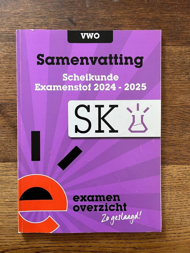 Examenoverzicht Scheikunde VWO samenvatting 2024-2025, Ophalen, VWO, Scheikunde, ExamenOverzicht