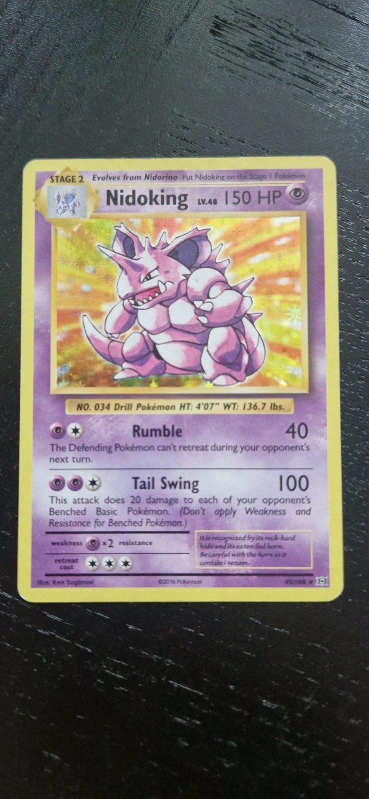 Nidoking Pokémon kaart 150 HP LV.48, Ophalen of Verzenden, Gebruikt, Losse kaart
