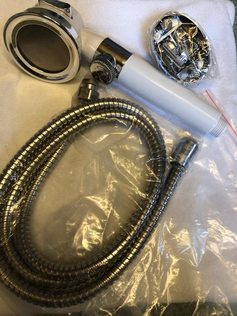 Douchekop met slang en bevestigingsmateriaal, Verzenden, Nieuw, Chroom, Douche