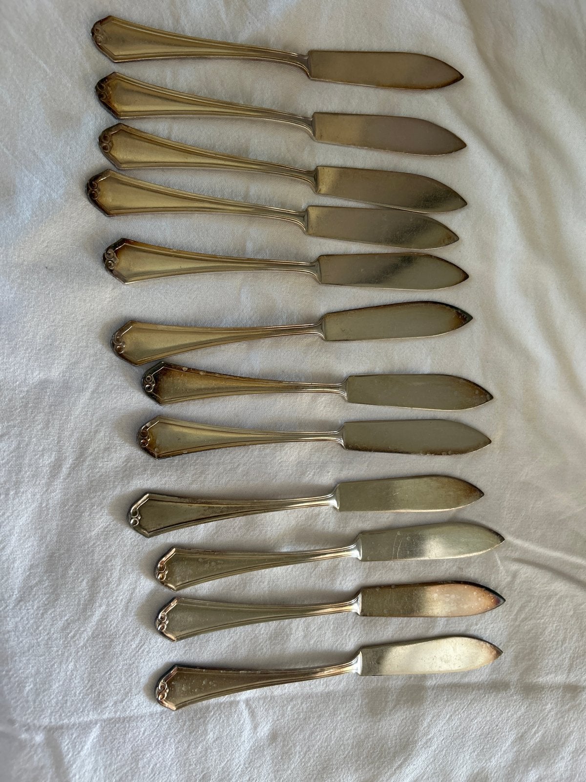 . 12 Verzilverde Vismessen Wiskemann - 20 cm, Ophalen