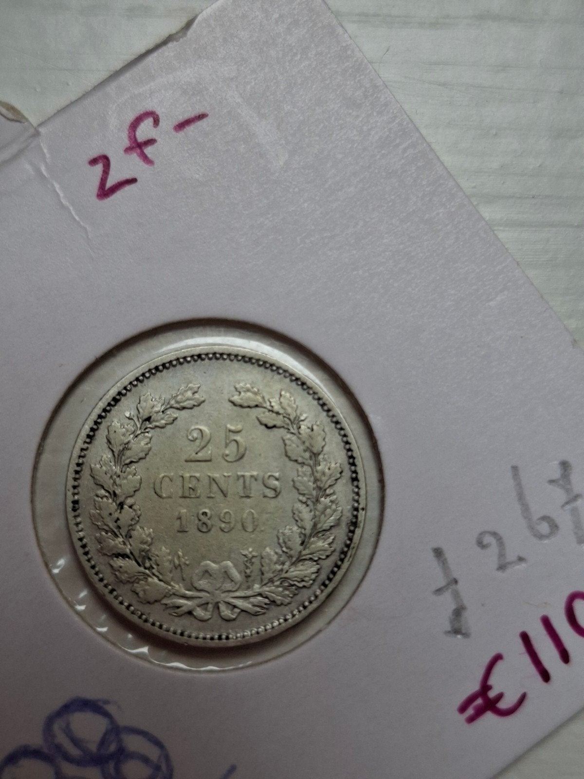 25 cent 1890 netjes willem 3, Postzegels en Munten, Munten | Nederland, Koning Willem III, Zilver, 25 cent, Ophalen of Verzenden