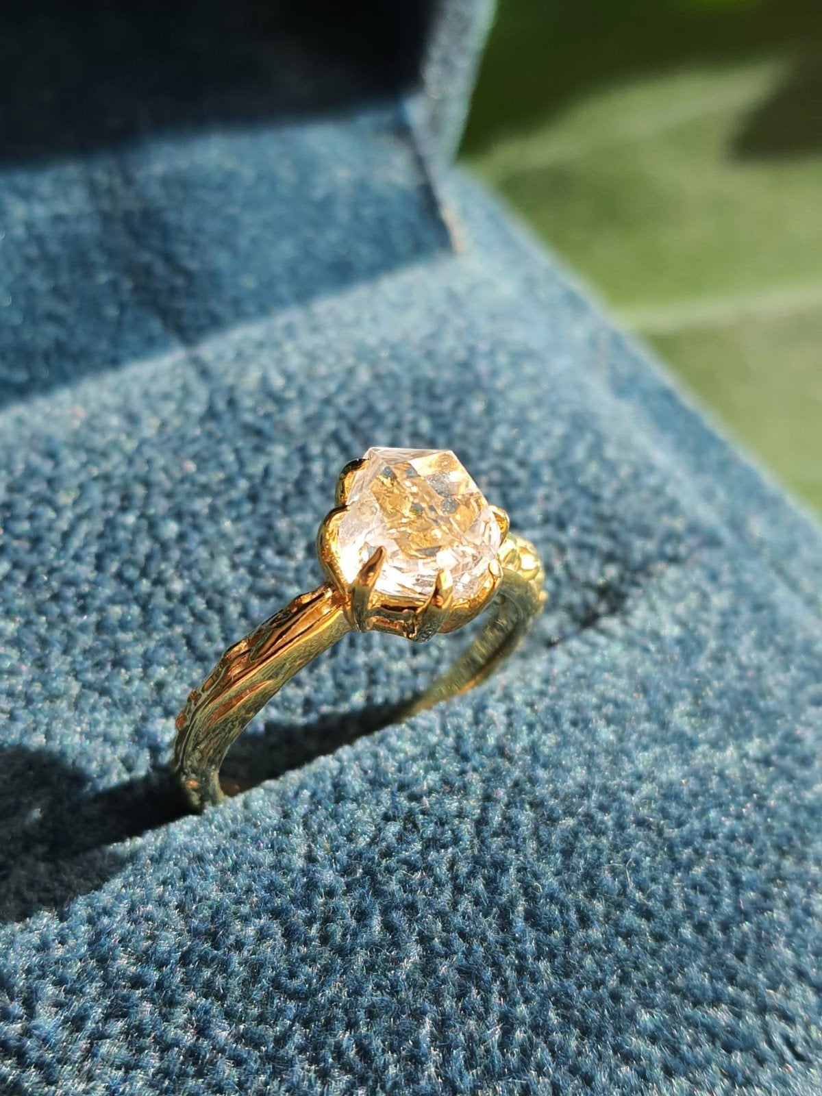 14k Gold Vermeil & Herkimer - Maat 16 / US 5.5, Met kristal, Verzenden, Dame, Goud