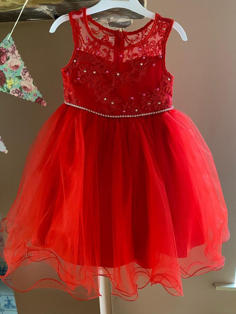 Rood jurkje bruidsmeisje (peuter) maat 86-92, Kinderen en Baby's, Meisje, Jurkje of Rokje, Ophalen of Verzenden, Zo goed als nieuw