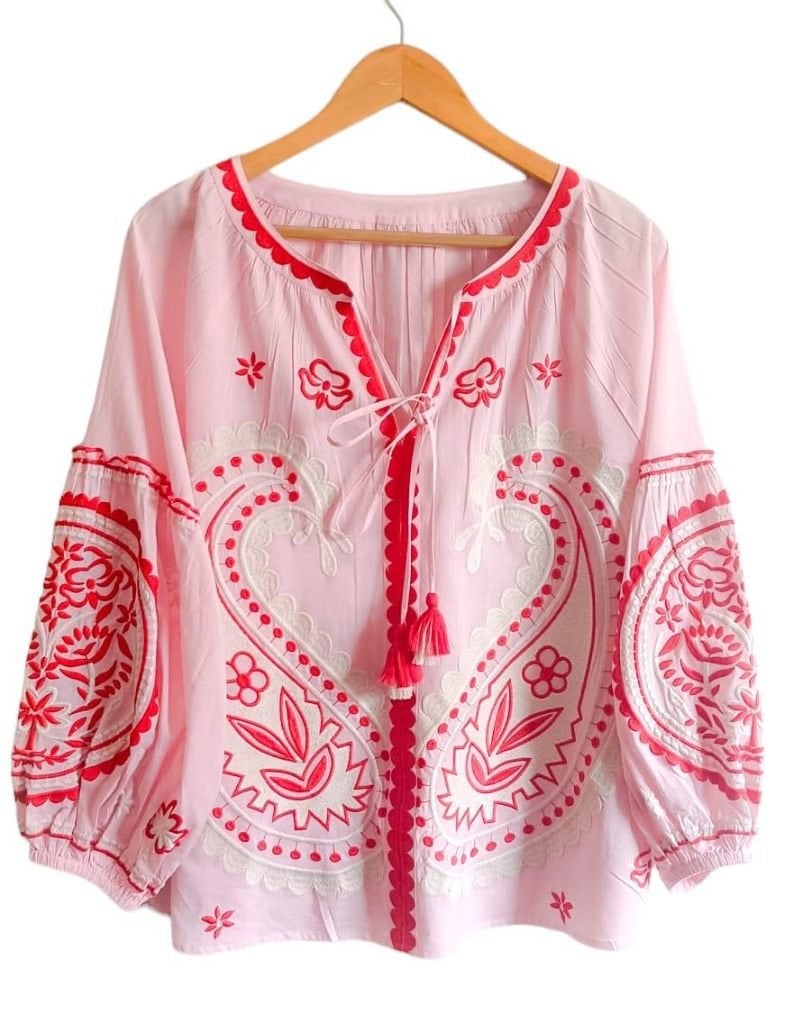 Boho Blouse 100% katoen met hoogwaardige embroidery, /NIEUW!, Kleding | Dames, Maat 42/44 (L), Nieuw, Ophalen of Verzenden, Onbekend