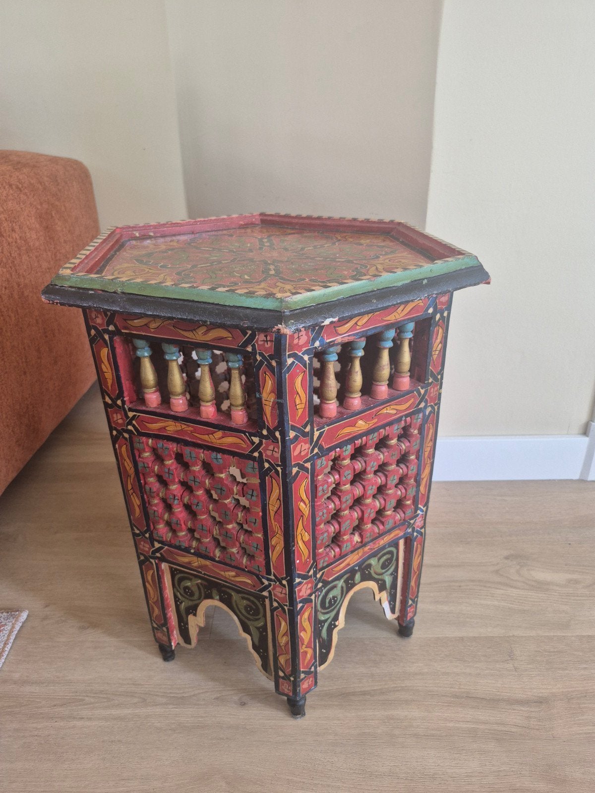 Marokkaanse bijzettafel, handgeschilderd, vintage, Ophalen
