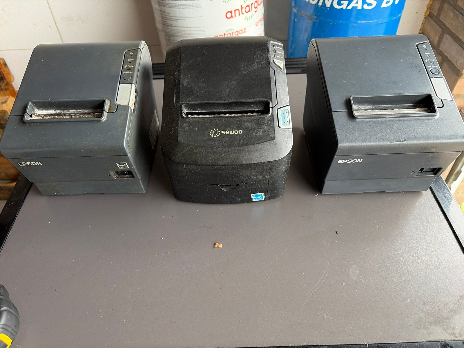 3 bonnenprinters: 2x Epson TM-T88V, 1x Sewoo SLK-TE323, Ophalen, Zwart-en-wit printen, Gebruikt, Printer