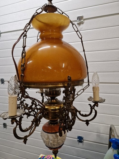 hanglamp petroleum lamp op stroom, Huis en Inrichting, Ophalen of Verzenden, 'T Olde Gre-j, Info@toldegrej.nl, Endepoelstraat 20f Didam