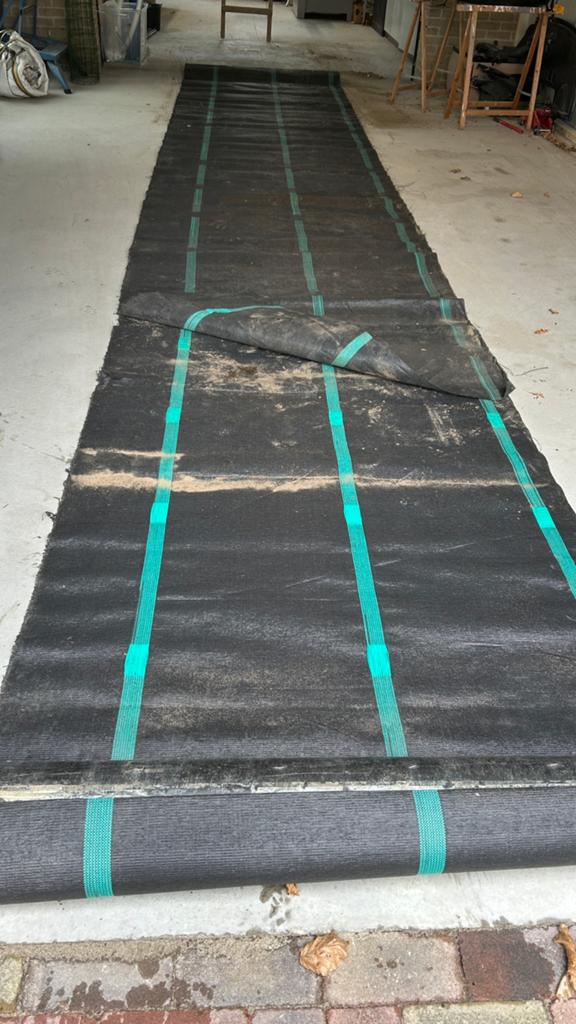 Worteldoek 140cm breed en ca 12m lang, Tuin en Terras, Ophalen, Zo goed als nieuw, Hout