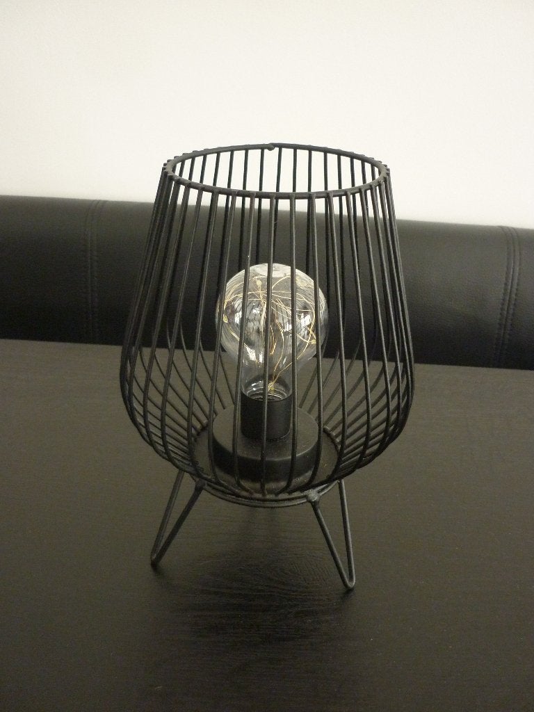 Zwarte metalen lamp / lampje industrieel / op batterij, Overige merken, 23 cm, Overige fittingen, Zwart