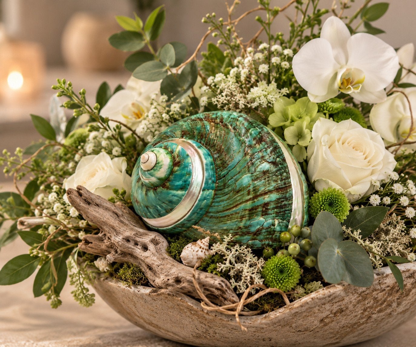 Turbo Poleng Schelp - Natuurlijke Woondecoratie, Groen, Boho, Nieuw, Ophalen of Verzenden
