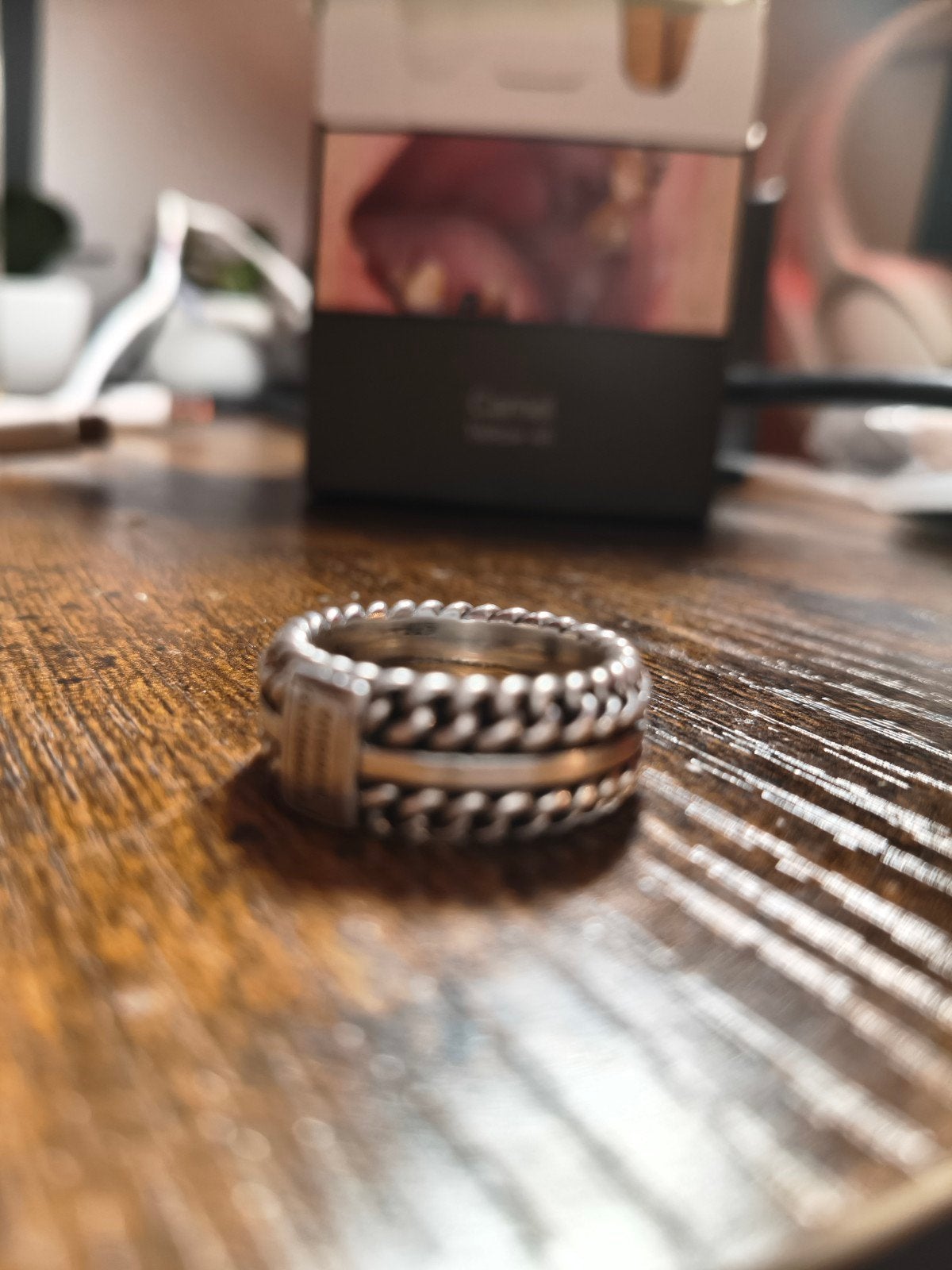 Zilveren ring met gouden accenten, 18 tot 19, Ophalen of Verzenden, Zo goed als nieuw, Dame of Heer