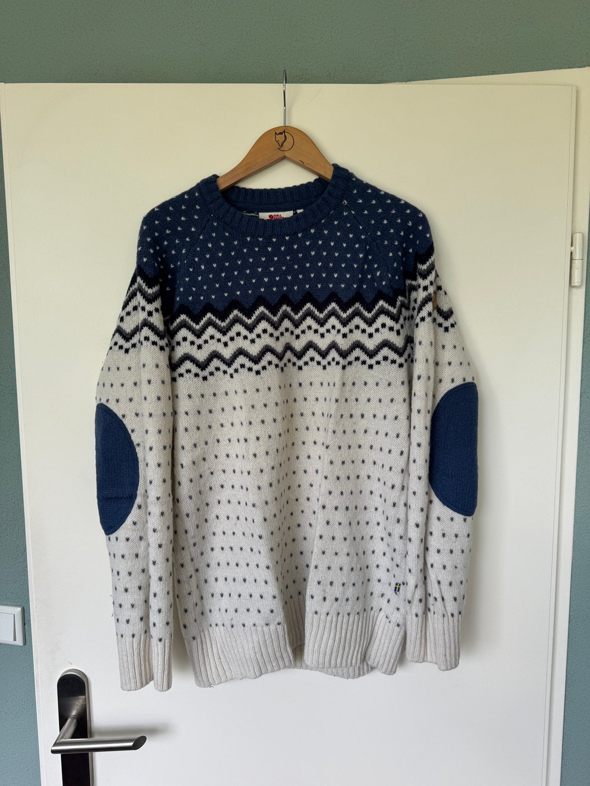 Nieuwstaat Fjallraven ovik knit sweater  maat m  Stof wol, Ophalen of Verzenden, Zo goed als nieuw, Maat 48/50 (M), Blauw