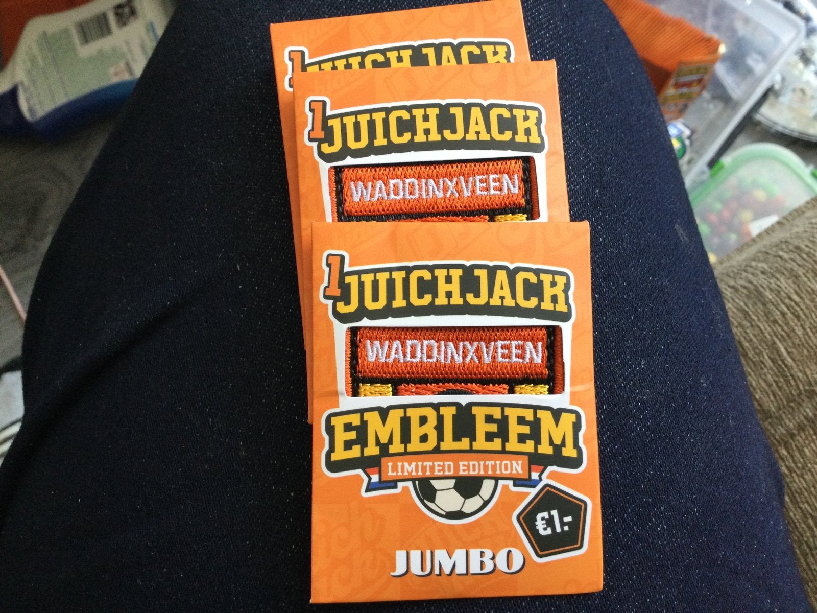 3 stuks Juich Embleem Jumbo. Limited Edition Waddinxveen, Ophalen of Verzenden, Winkel, Super of Benzinepomp, Zegels, Bonnen of Punten