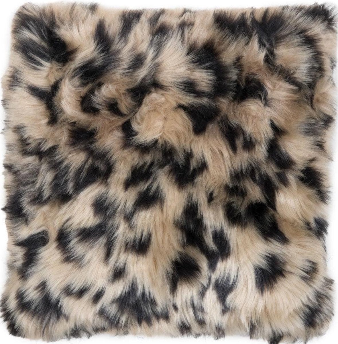 2 Kussens panterprint bont - Fake fur, Huis en Inrichting, Ophalen, Zo goed als nieuw, Zwart, Vierkant