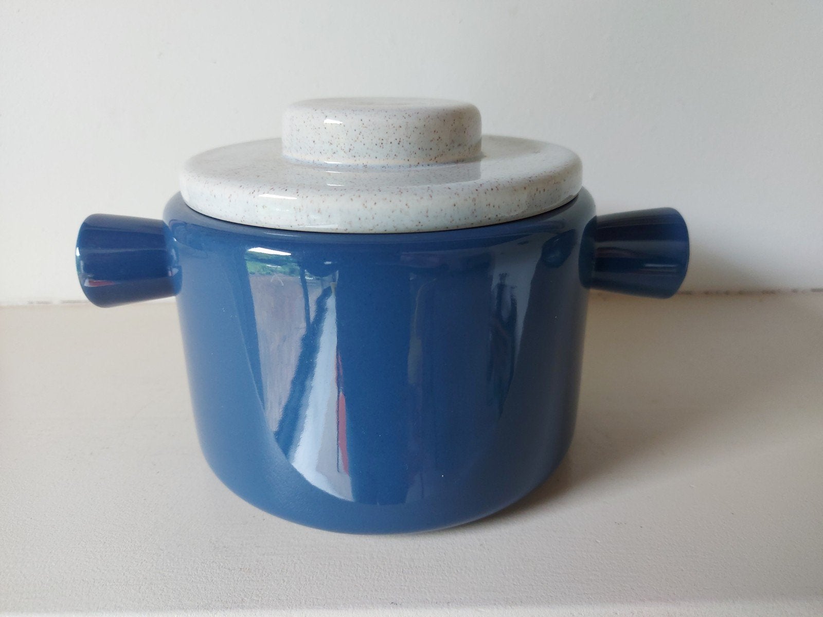 Vintage dekselschaal met houders Huizen Holland blauw, Ophalen of Verzenden, Huizen Holland, Nvt, Nvt