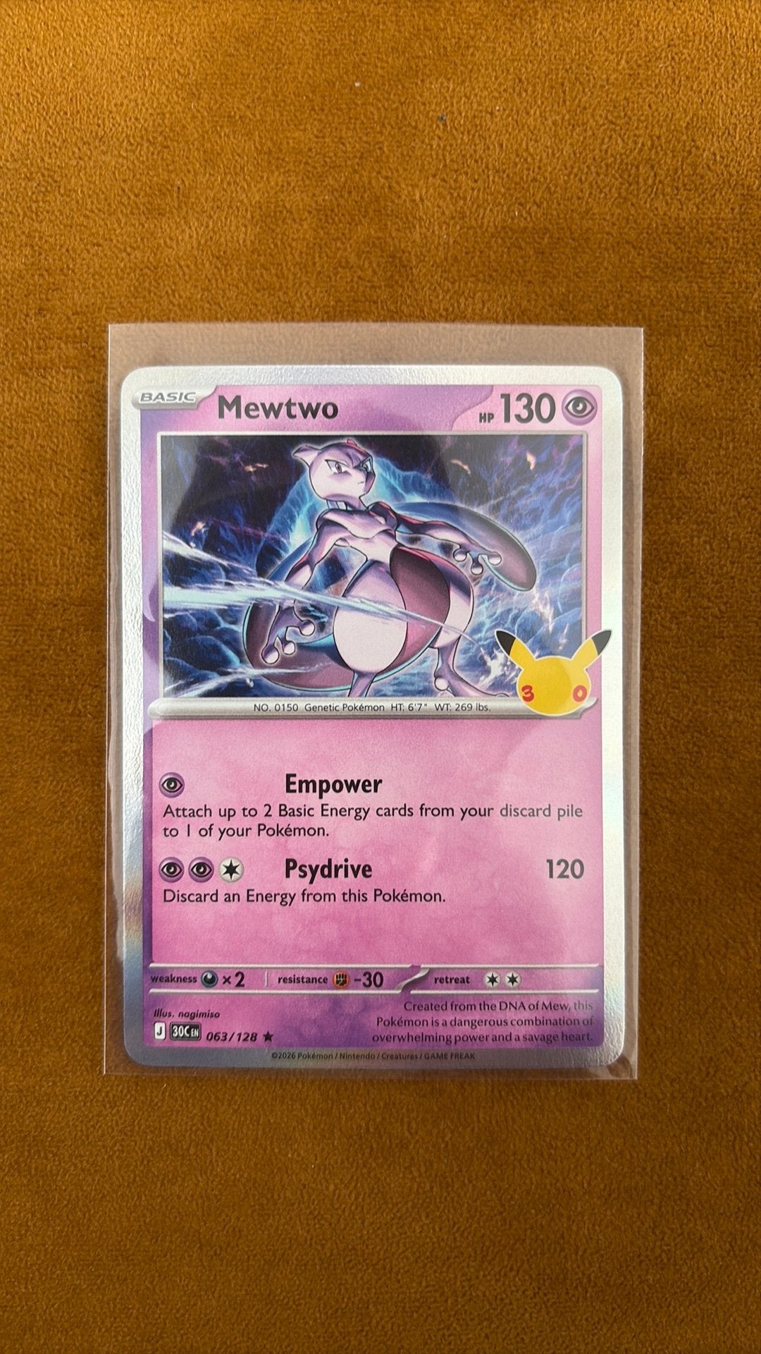 Mewtwo 063/128 perfecte staat, Ophalen of Verzenden, Nieuw, Losse kaart, Foil
