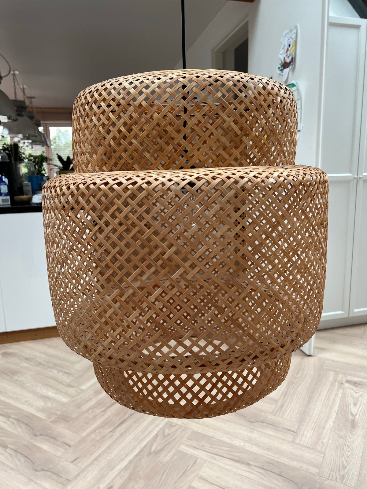 IKEA Sinnerlig Bamboe Hanglamp - Zo goed als nieuw, Huis en Inrichting, Ophalen, Zo goed als nieuw, Natuurlijk materiaal, E27 (groot)