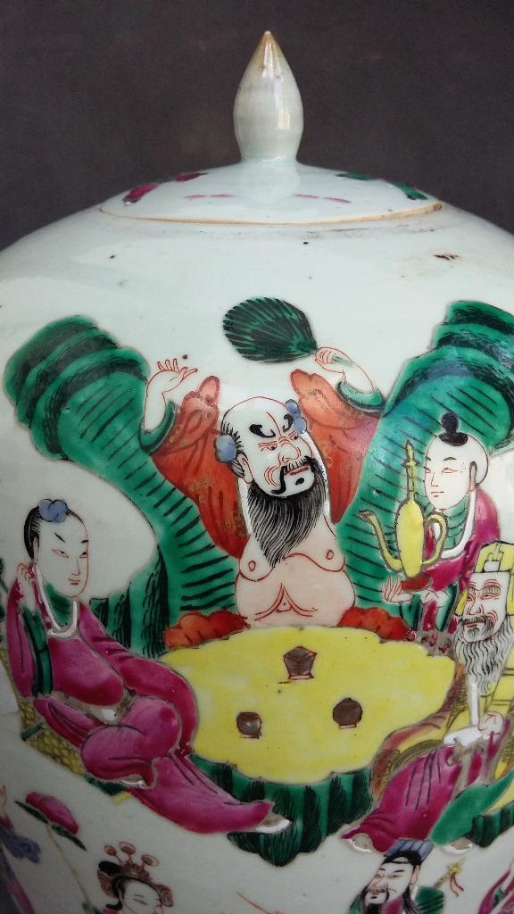 Om 1900 GROTE Famille Rose Chinese Porseleinen Dekselvaas, Antiek en Kunst, Ophalen of Verzenden