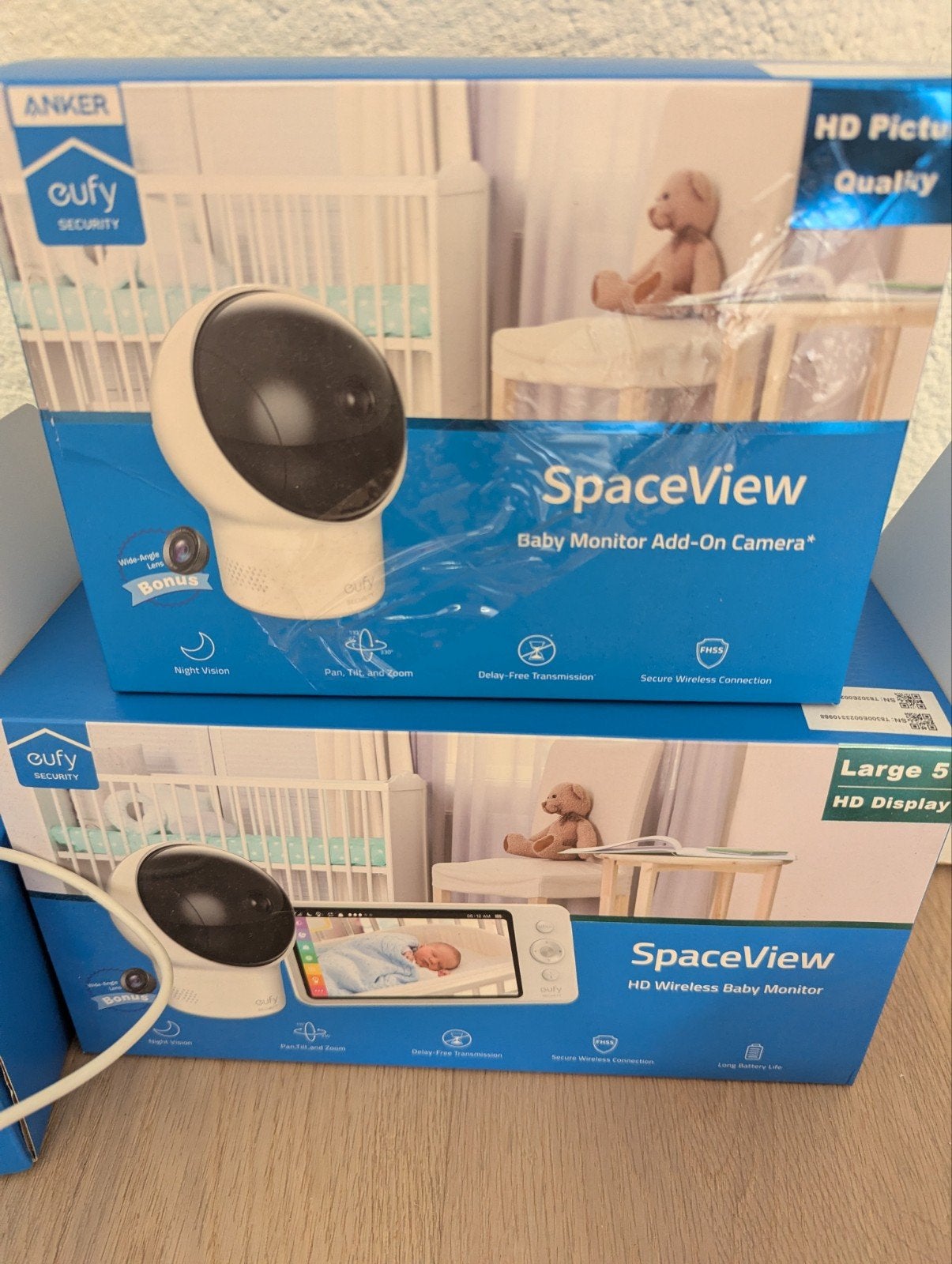 Eufy Spaceview Babyfoon met extra camera + beschermhoes, Kinderen en Baby's, Babyfoons, Zo goed als nieuw, 100 tot 250 meter, Camera